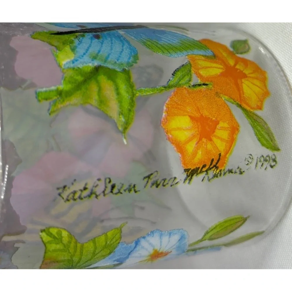 1998 KATHLEEN PARR MCKENNA SERVING TRAY, PITCHER, CUPS- FLOWERS‎ BUTTERFLY